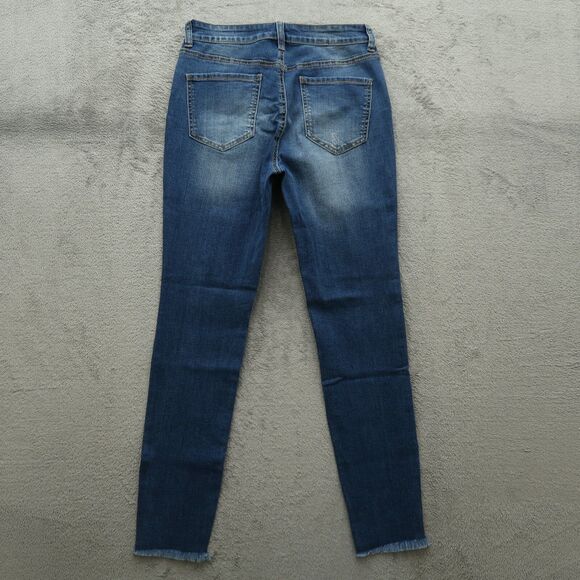 Wax Jeans Junior's Size 7/28 Blue High-Rise Skinny Denim 27" Inseam Distressed - Picture 13 of 16
